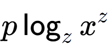 A LaTex expression showing p\log sub z x to the power of z