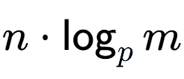 A LaTex expression showing n times \log sub p m