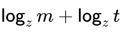 A LaTex expression showing \log sub z m + \log sub z t