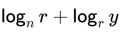 A LaTex expression showing \log sub n r + \log sub r y