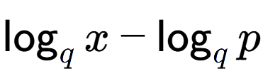 A LaTex expression showing \log sub q x - \log sub q p