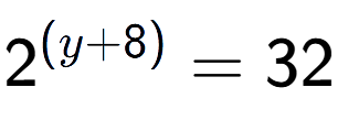 A LaTex expression showing {{2}} to the power of {(y + 8) } = 32