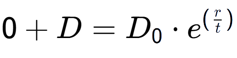 A LaTex expression showing 0 + D = D sub 0 times e to the power of (r over t )