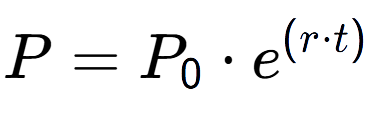 A LaTex expression showing P = P sub 0 times e to the power of (r times t)