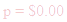 A LaTex expression showing p = $0.00