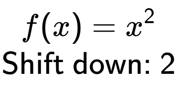 A LaTex expression showing f(x) = x to the power of 2 \\\text{Shift down: }2\\