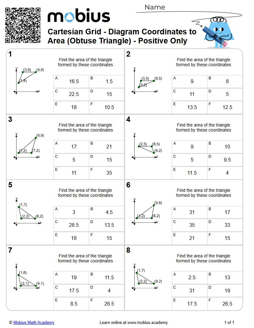 Free Worksheet: Cartesian Grid - Diagram Coordinates To Area (Obtuse ...